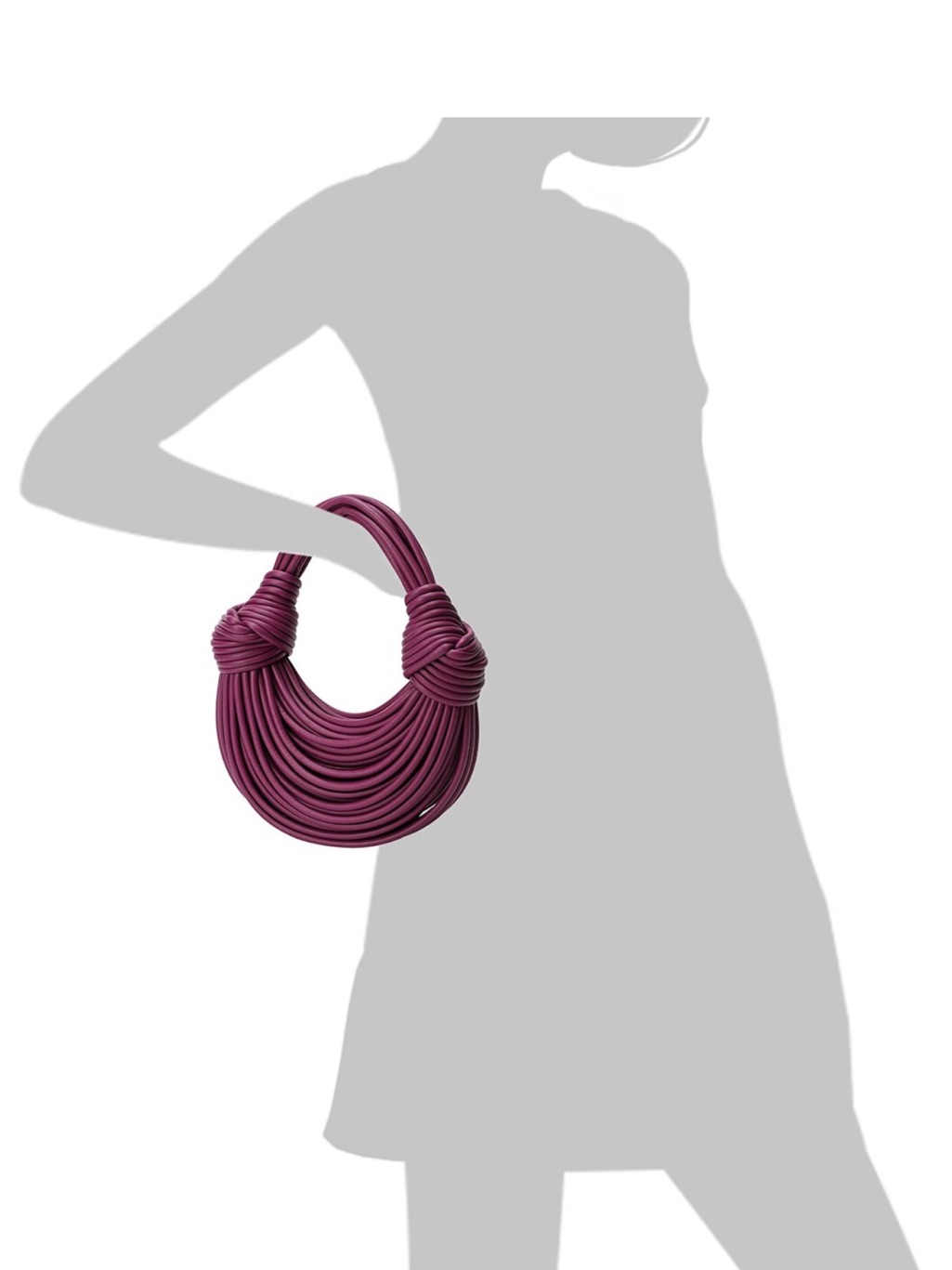 Sculpted Knot-Detail Shoulder Bag In Deep Plum New — image 4 of 8